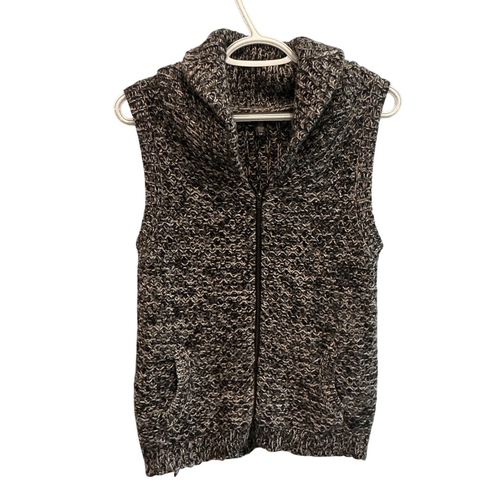 Eileen Fisher Womens Merino Yak Wool Sweater Vest Black Zip Up Minimalist Fall S